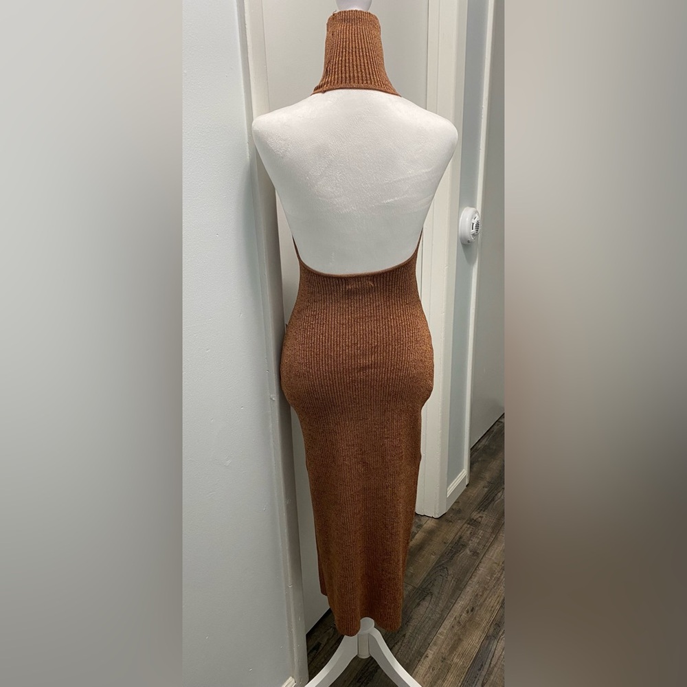 Superdown Arima Halter Sweater Dress with Slit